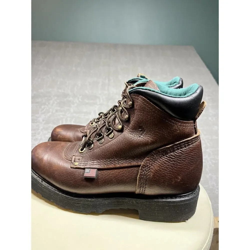 Carolina Soft Toe Lace Up Leather Work Boots made In USA Mens Size 6 2E